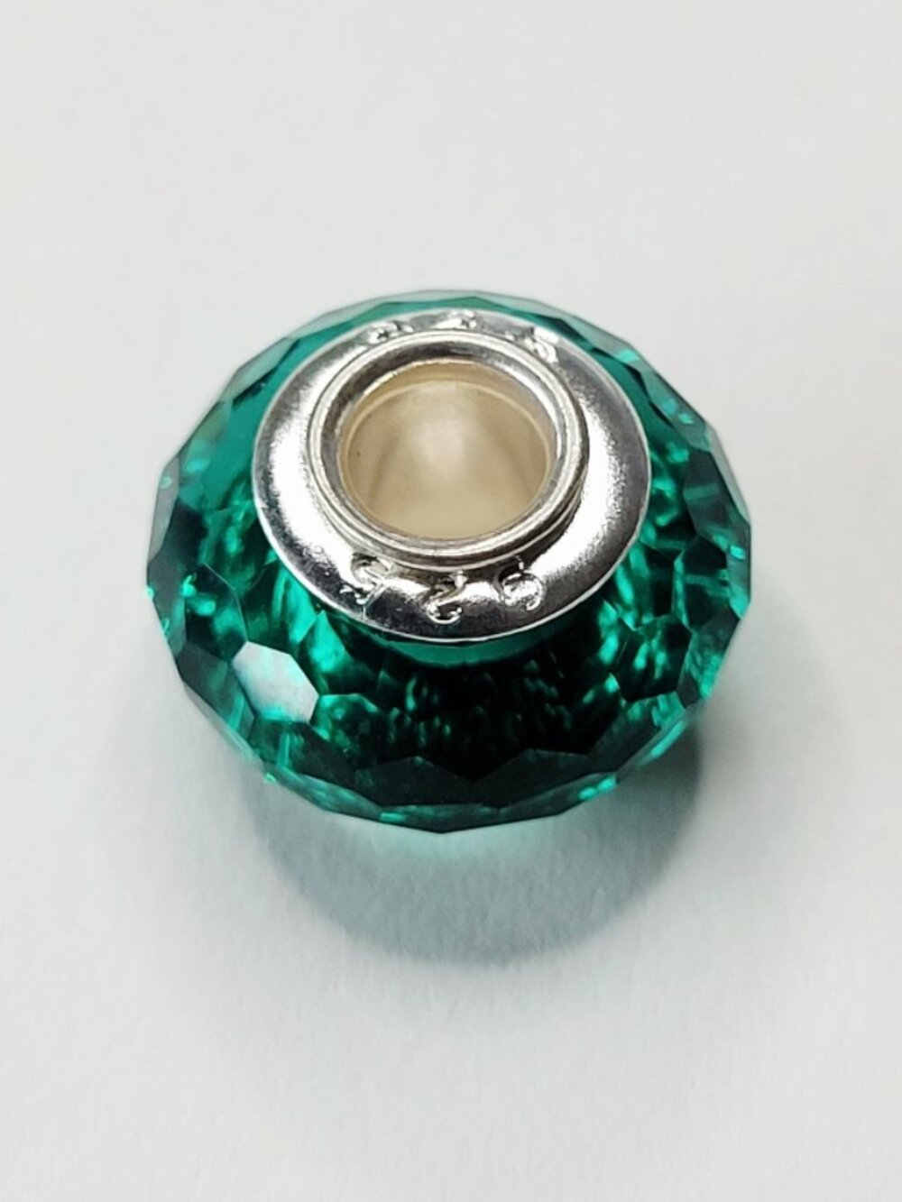 NWT 925 For Pandora Charm Bracelets Emerald Green Glass Faceted European Bead